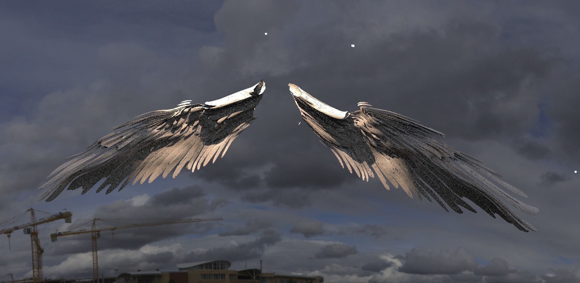 Holy Angel wings Long with UVs 3D model_2