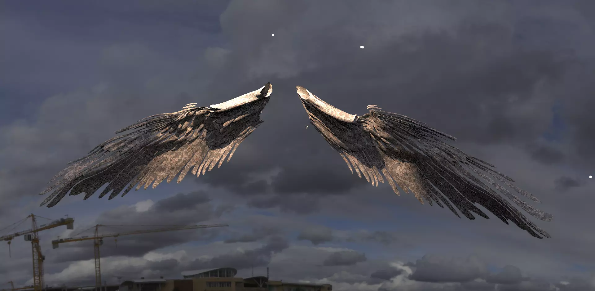 Holy Angel wings Long with UVs 3D model_0