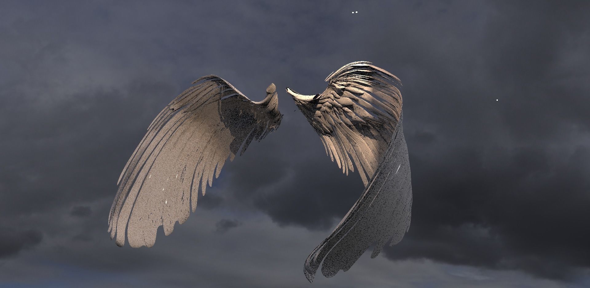 Angel wings Wrapped around with UVs 3D model_1