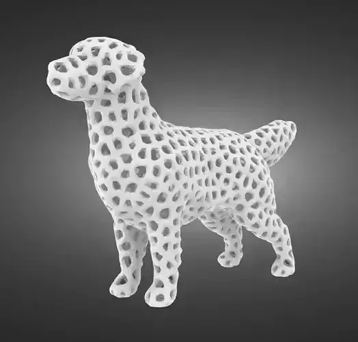 Dog statuette carved