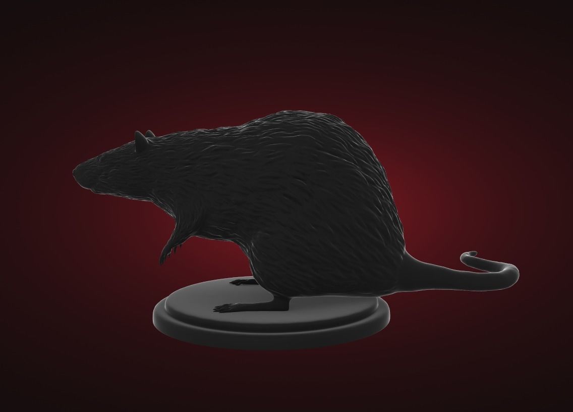 Rat statuette 3D print model_3