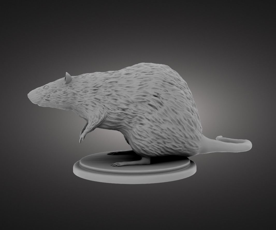 Rat statuette 3D print model_4