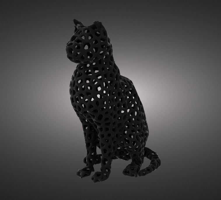 Cat statuette carved 3D print model_2