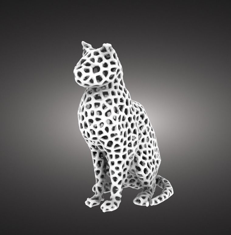 Cat statuette carved 3D print model_3