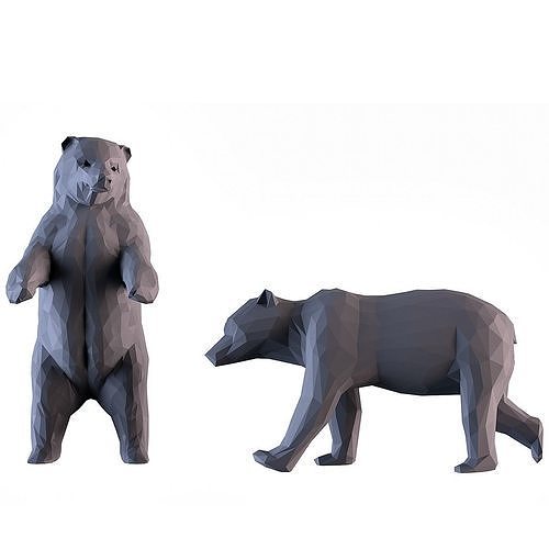 Bear LowPoly two bears 3D print model