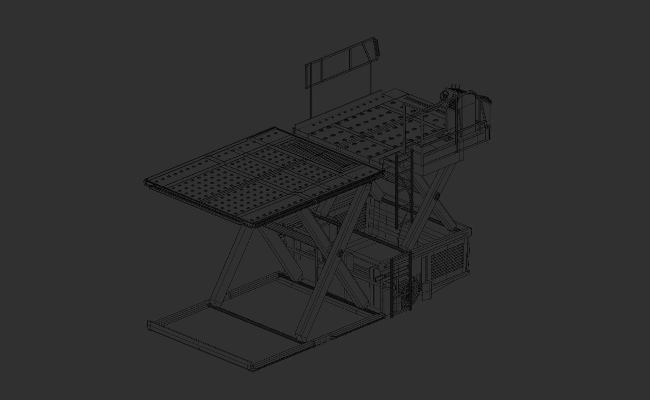 Aircraft Cargo Loader Low-poly 3D model_6
