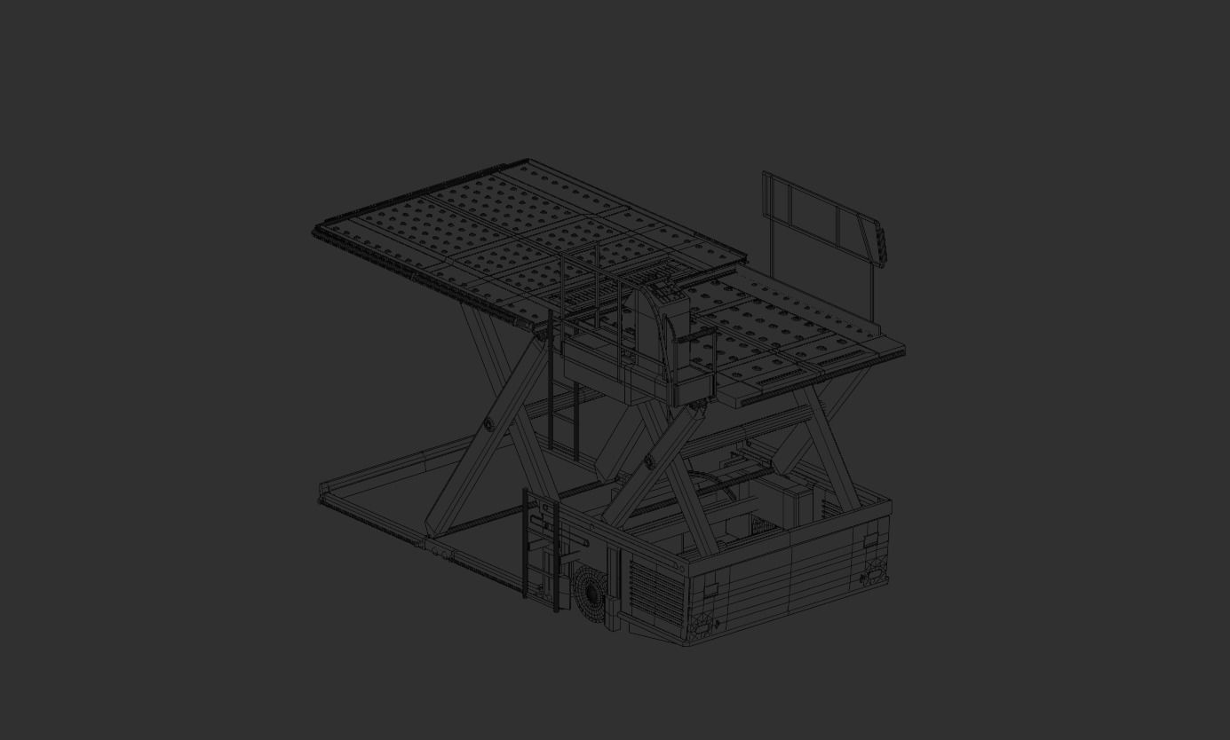 Aircraft Cargo Loader Low-poly 3D model_5