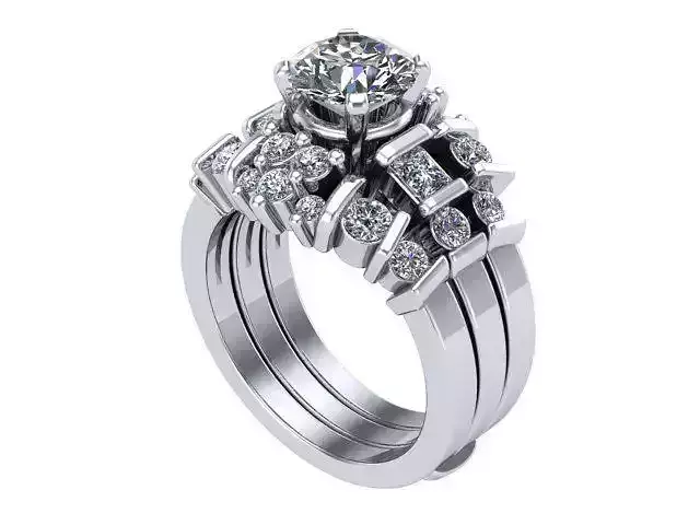 Three Row Round Diamond Ring