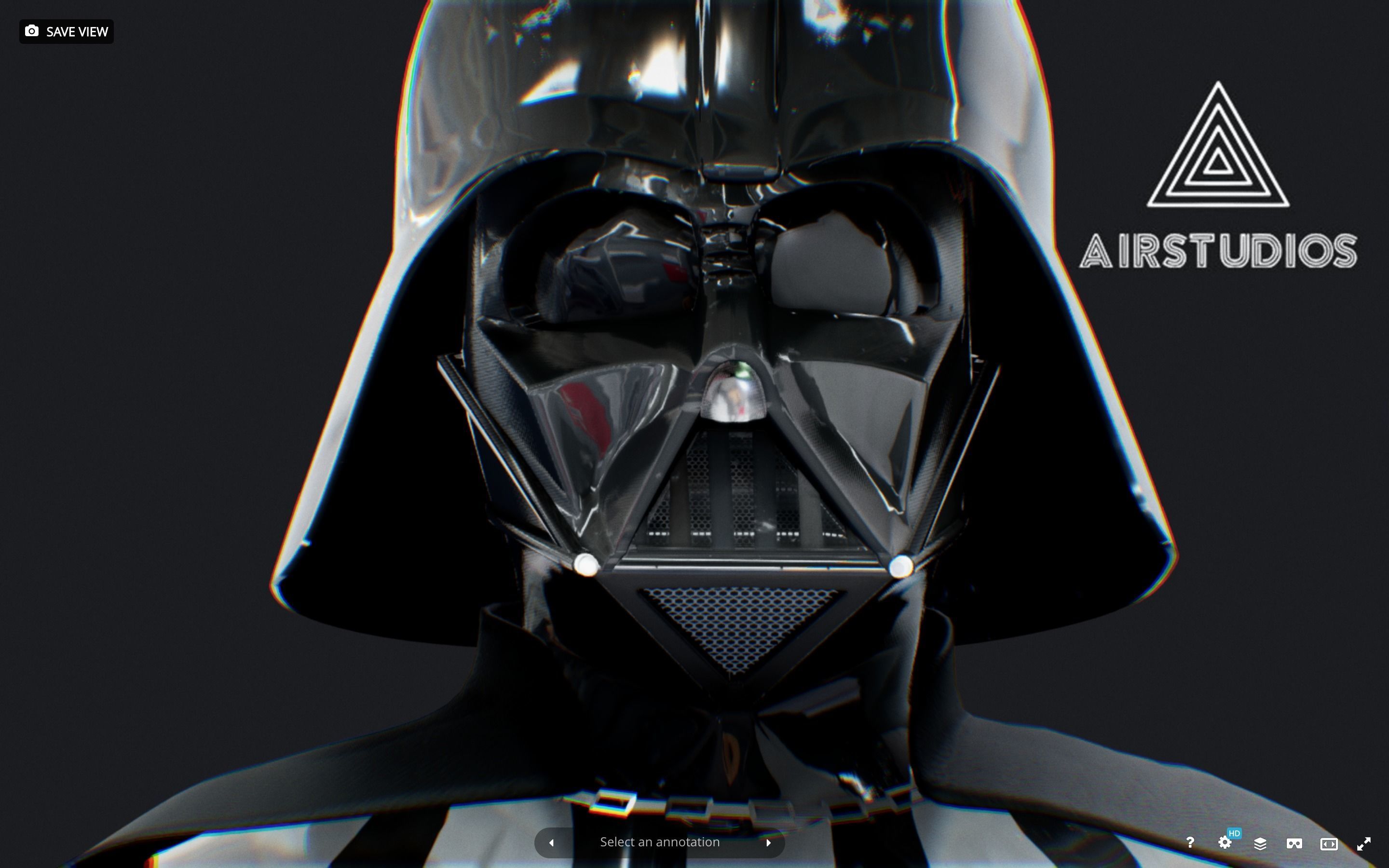 Darth Vader full body with Anakin Head Rigged Low-poly 3D model_1