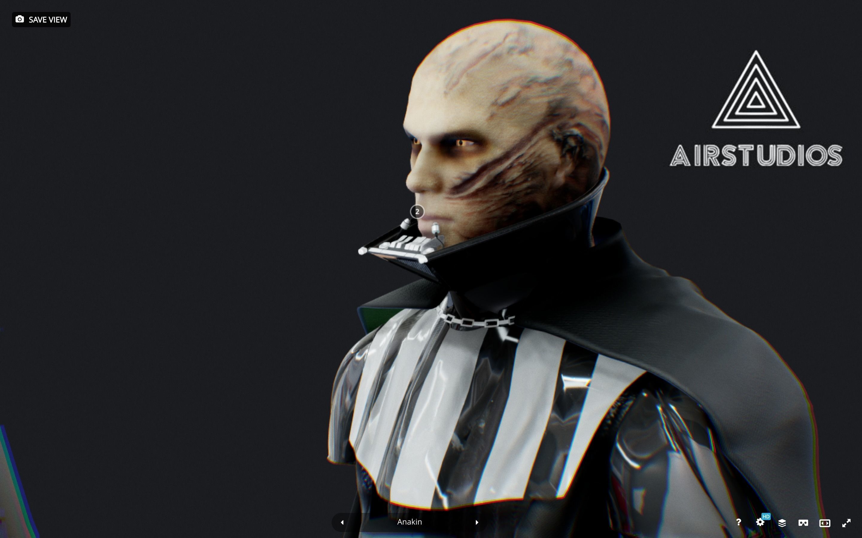 Darth Vader full body with Anakin Head Rigged Low-poly 3D model_11