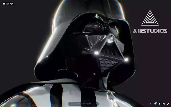 Darth Vader full body with Anakin Head Rigged Low-poly 3D model