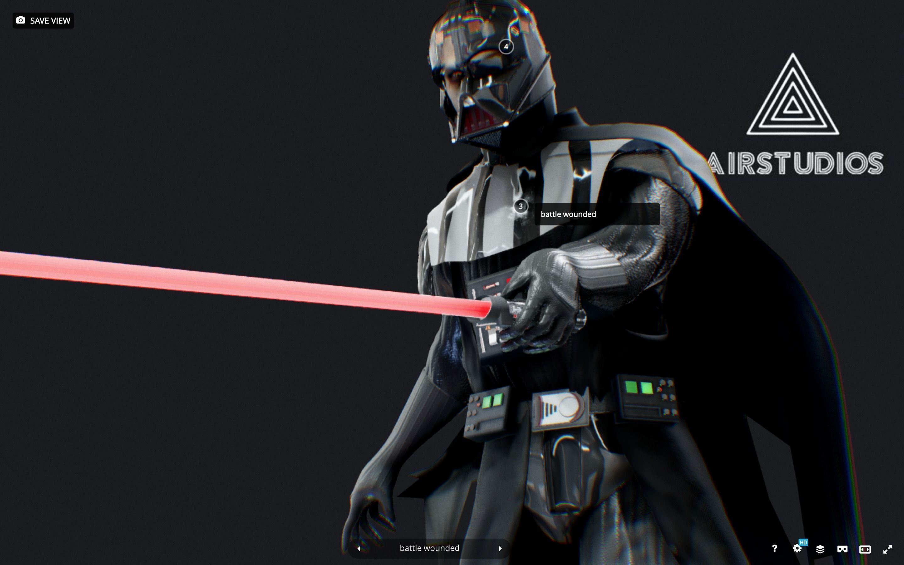 Darth Vader full body with Anakin Head Rigged Low-poly 3D model_2