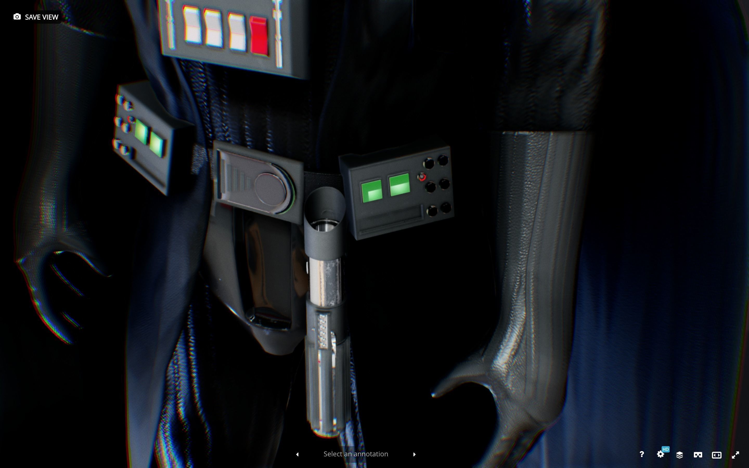 Darth Vader full body with Anakin Head Rigged Low-poly 3D model_5