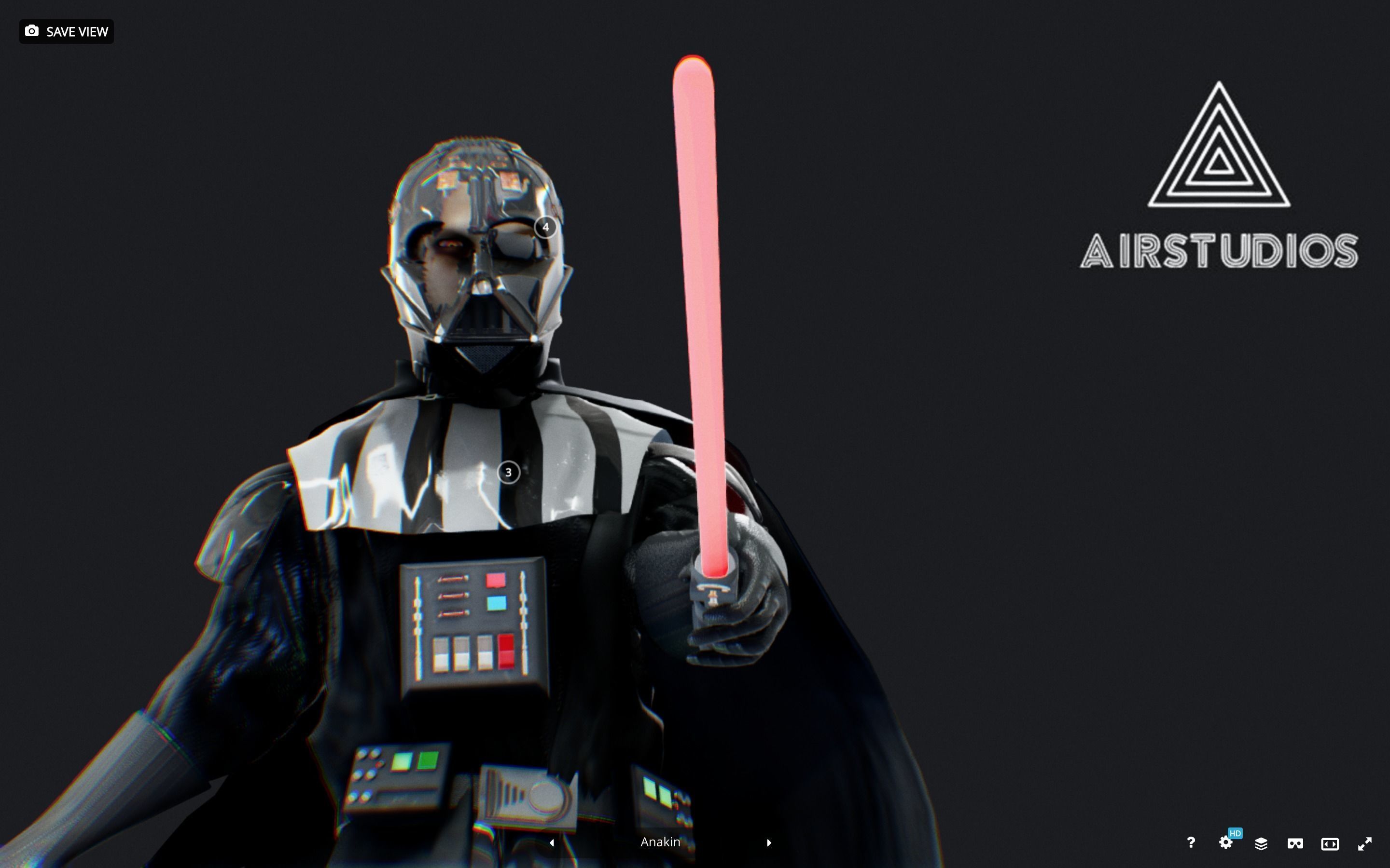 Darth Vader full body with Anakin Head Rigged Low-poly 3D model_12