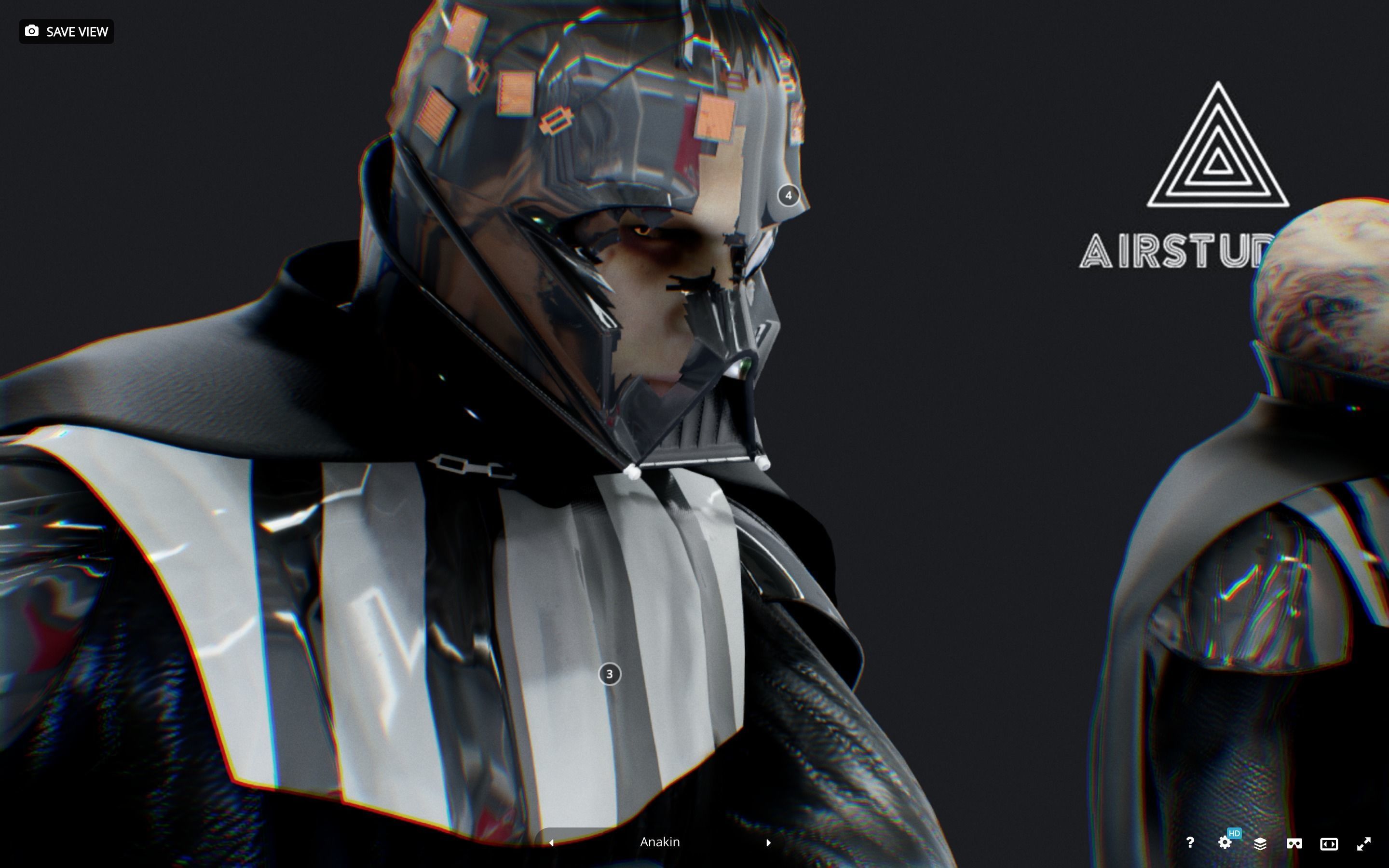 Darth Vader full body with Anakin Head Rigged Low-poly 3D model_7