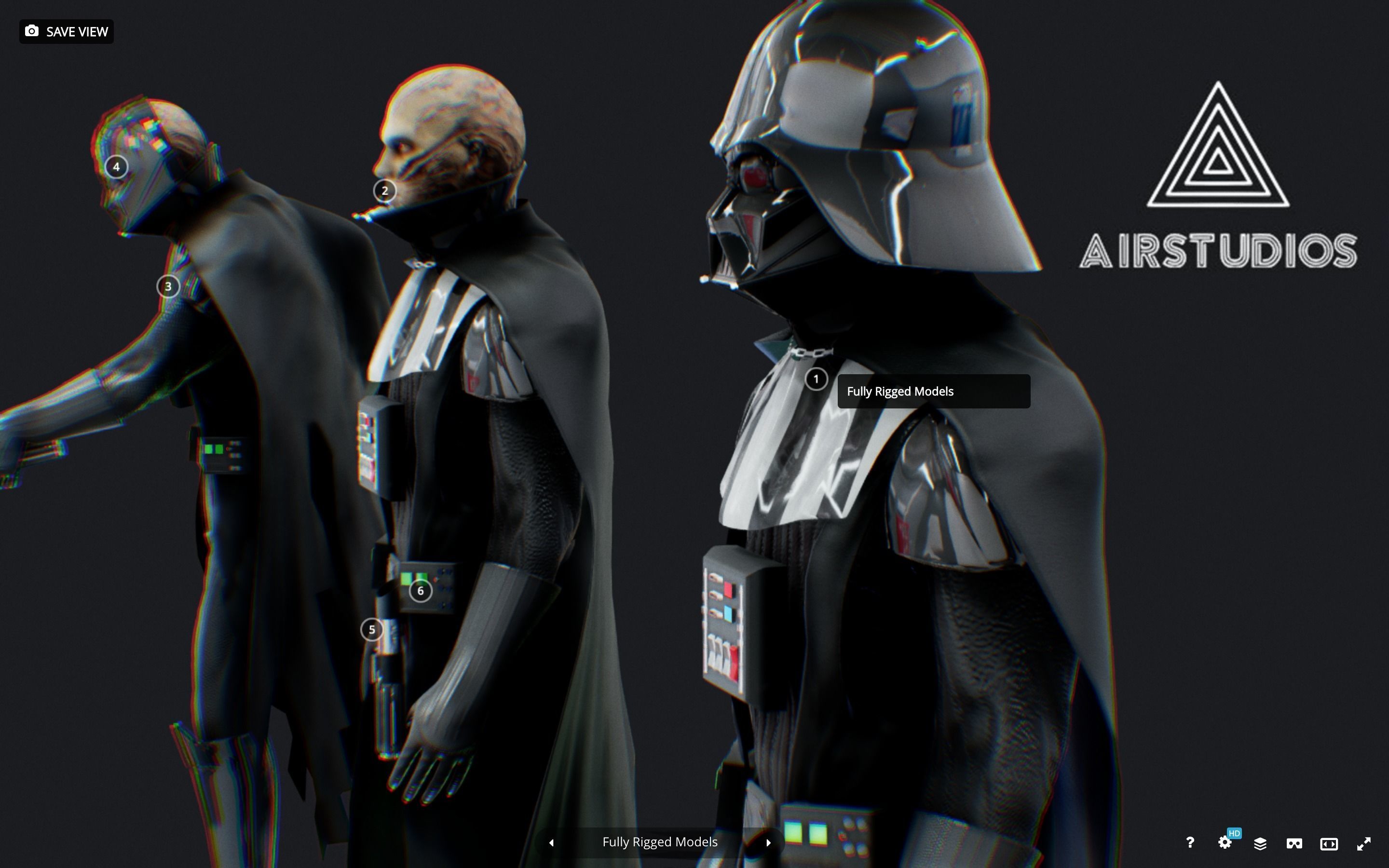 Darth Vader full body with Anakin Head Rigged Low-poly 3D model_3