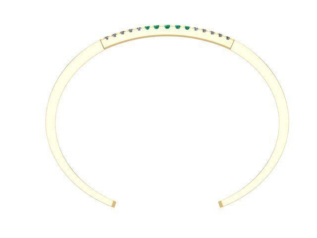 Golden Emerald and Diamond Bracelet 3D print model_2