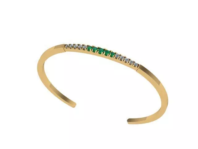 Golden Emerald and Diamond Bracelet 3D print model_0