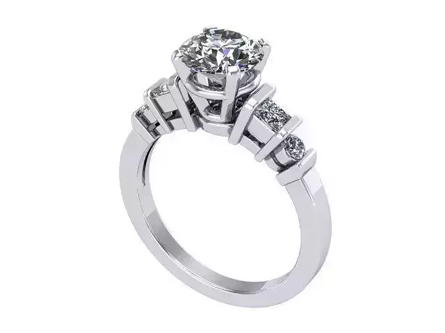 Round and Princess Diamond Wedding Ring