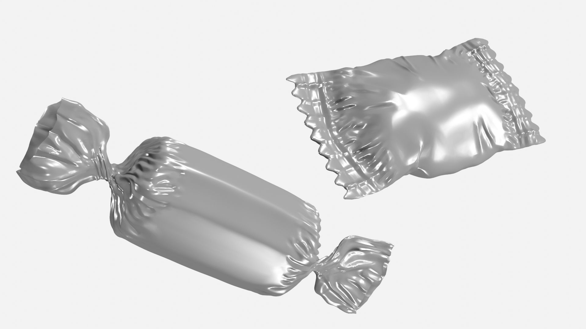 Candy silver wrapper Low-poly 3D model_5