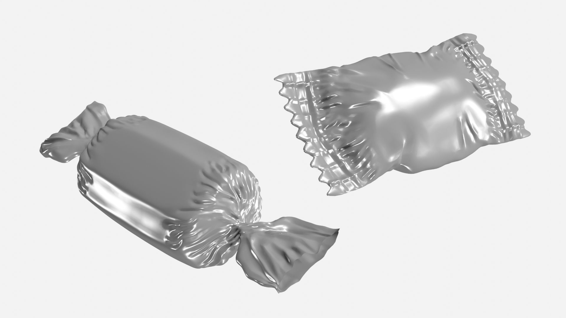 Candy silver wrapper Low-poly 3D model_4