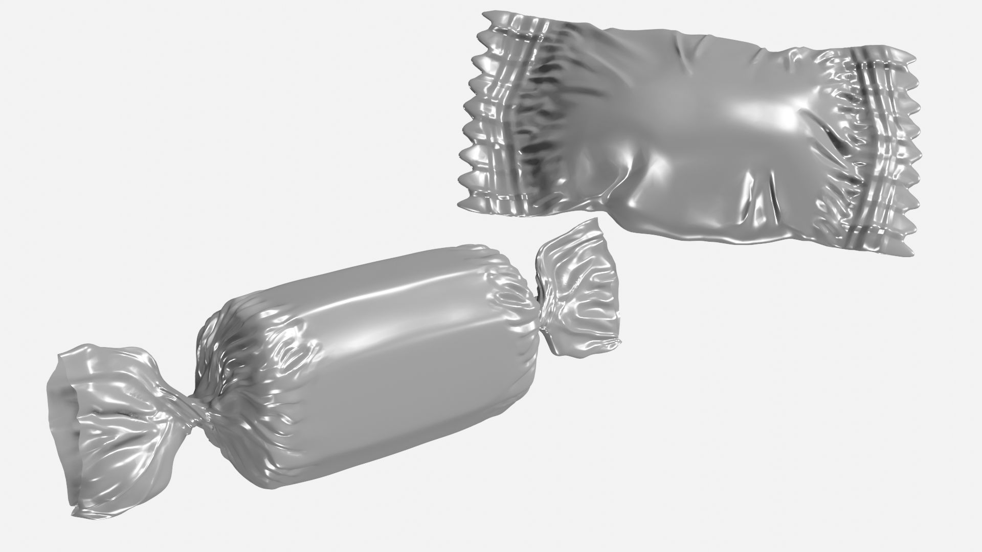 Candy silver wrapper Low-poly 3D model_3