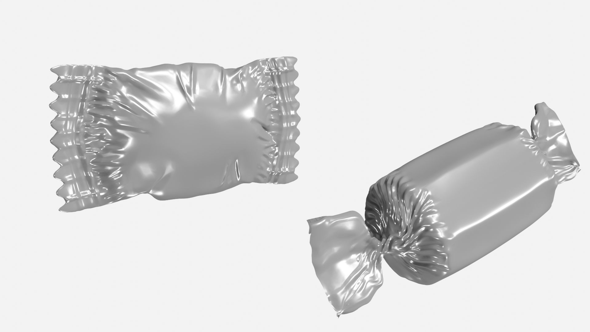 Candy silver wrapper Low-poly 3D model_9
