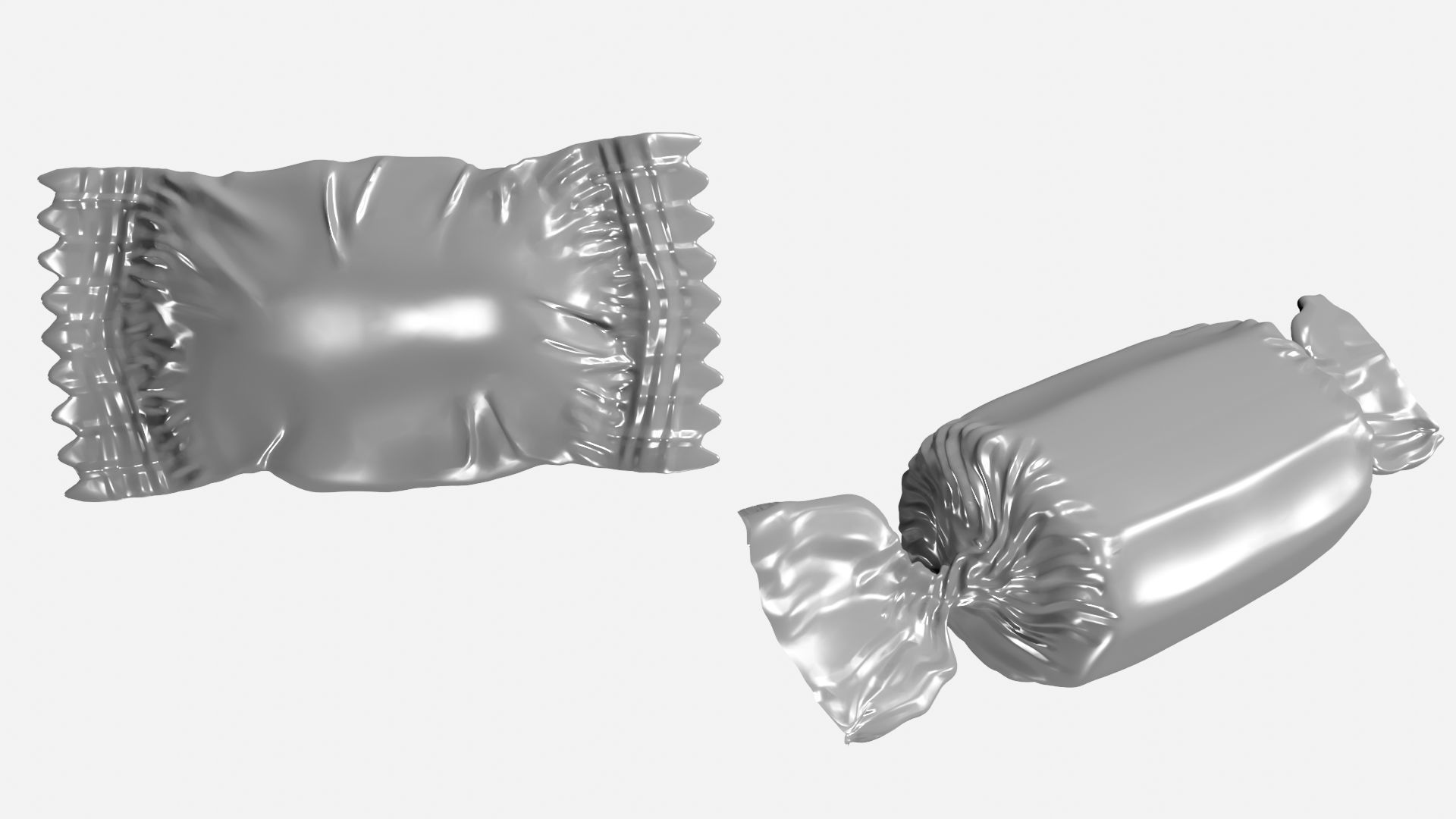 Candy silver wrapper Low-poly 3D model_8
