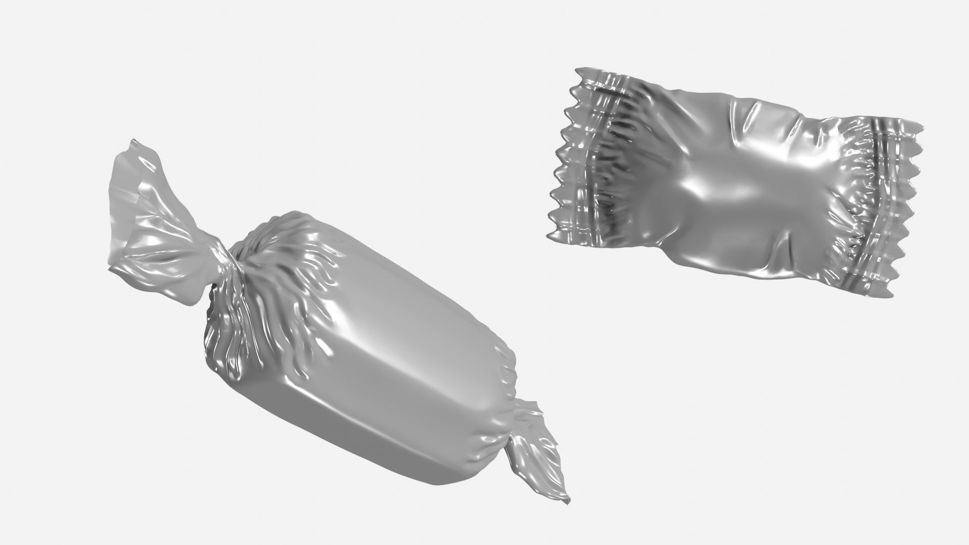 Candy silver wrapper Low-poly 3D model_1
