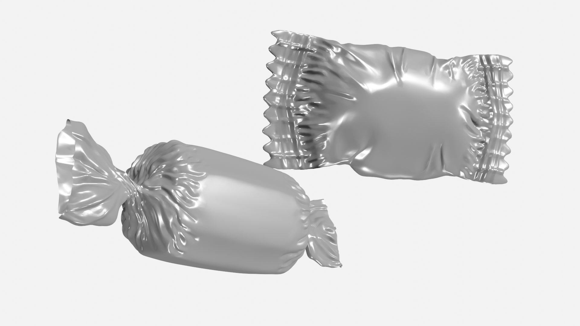 Candy silver wrapper Low-poly 3D model_2