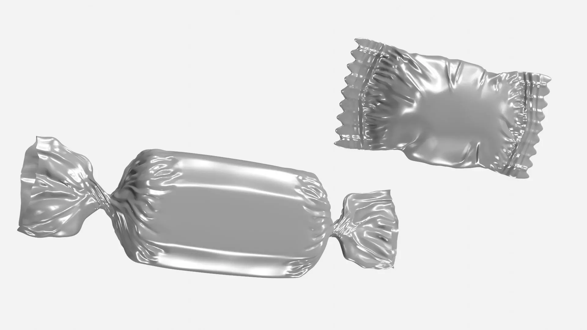 Candy silver wrapper Low-poly 3D model_0