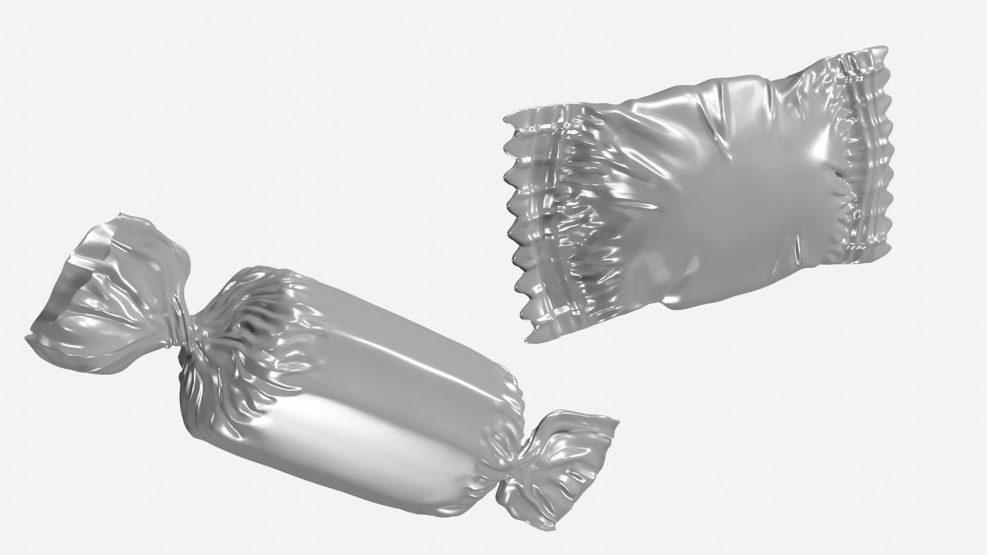 Candy silver wrapper Low-poly 3D model_6