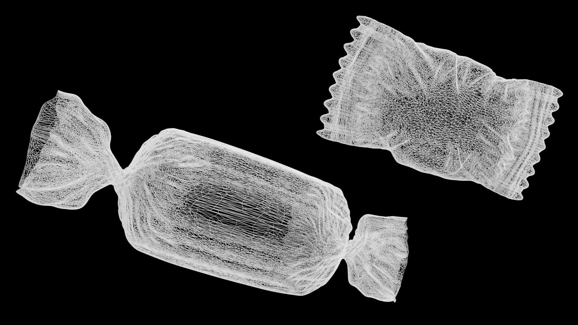 Candy silver wrapper Low-poly 3D model_13