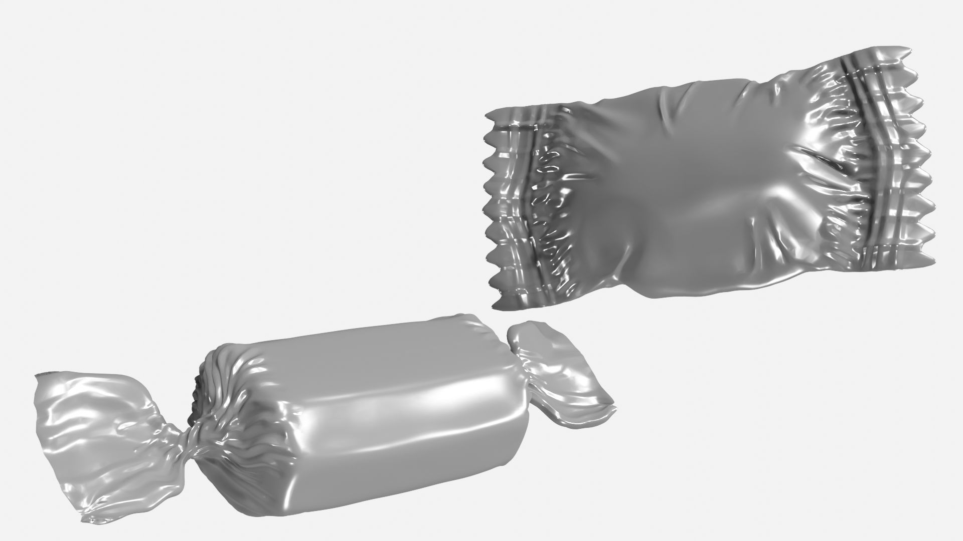 Candy silver wrapper Low-poly 3D model_7