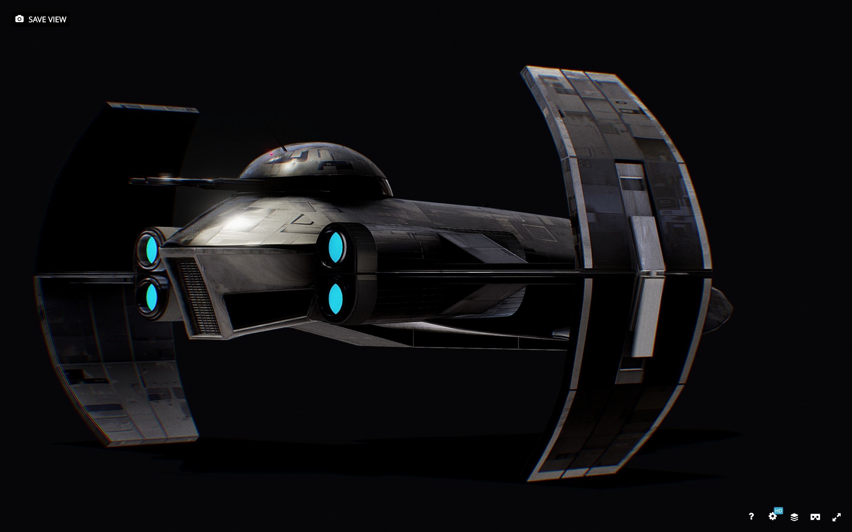 Darth Vader First Starfighter Low-poly 3D model_7
