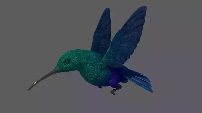 3D hummingbird fighter jet in flight