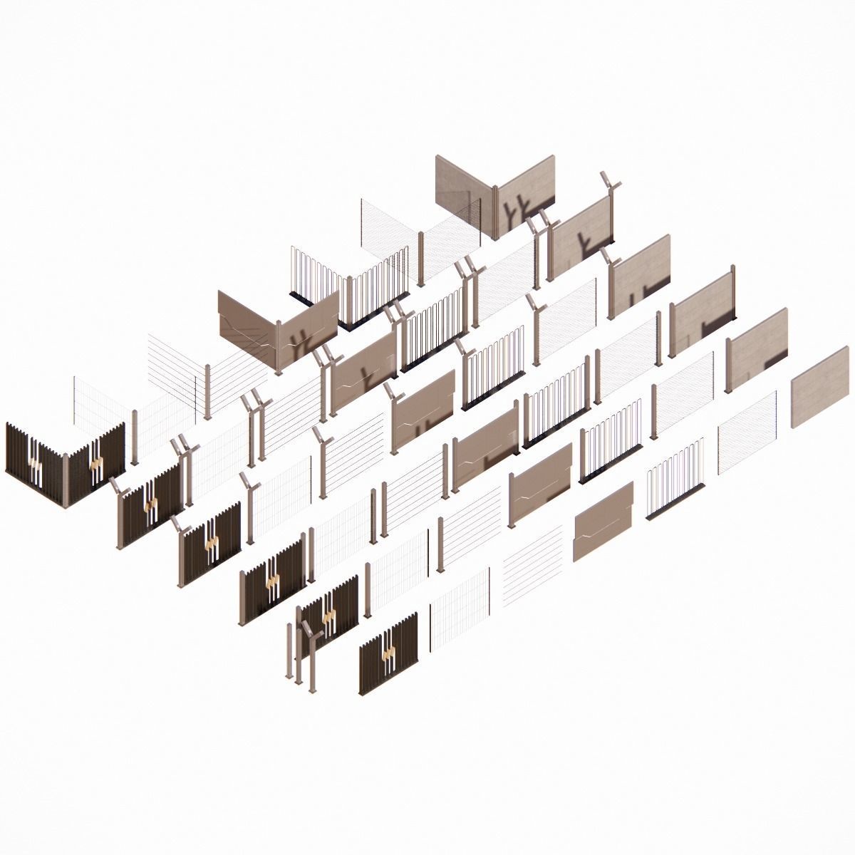 Sci-fi fences series 3D model_2