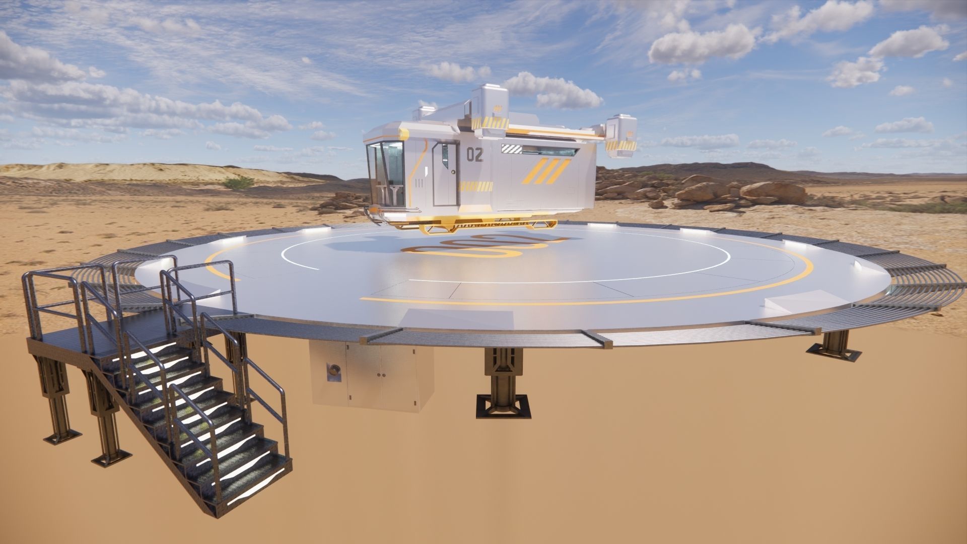 Sci-fi Landing Pad 002 3D model_10