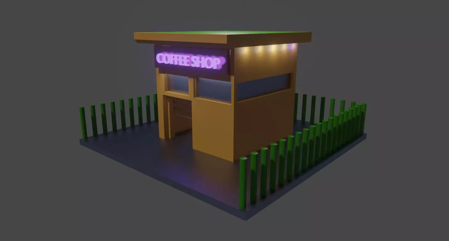 Low Poly Coffee Shop 3D Model Free 3D model_0