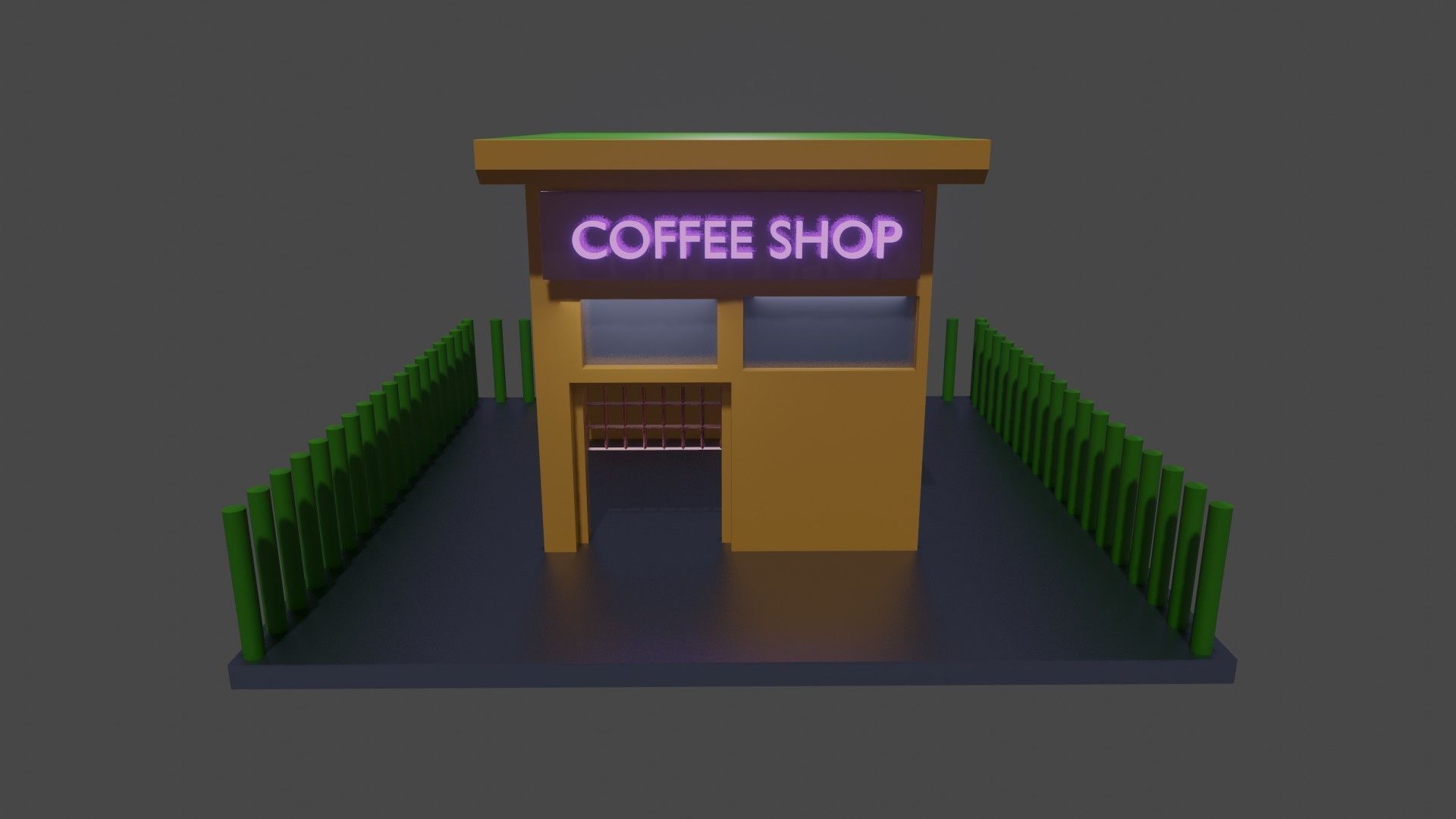 Low Poly Coffee Shop 3D Model Free 3D model_1