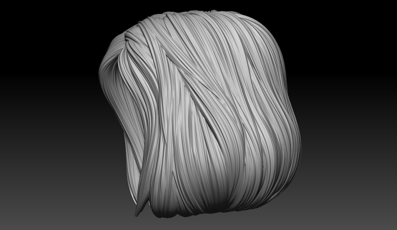 Female Hair Model A04 3D model_3