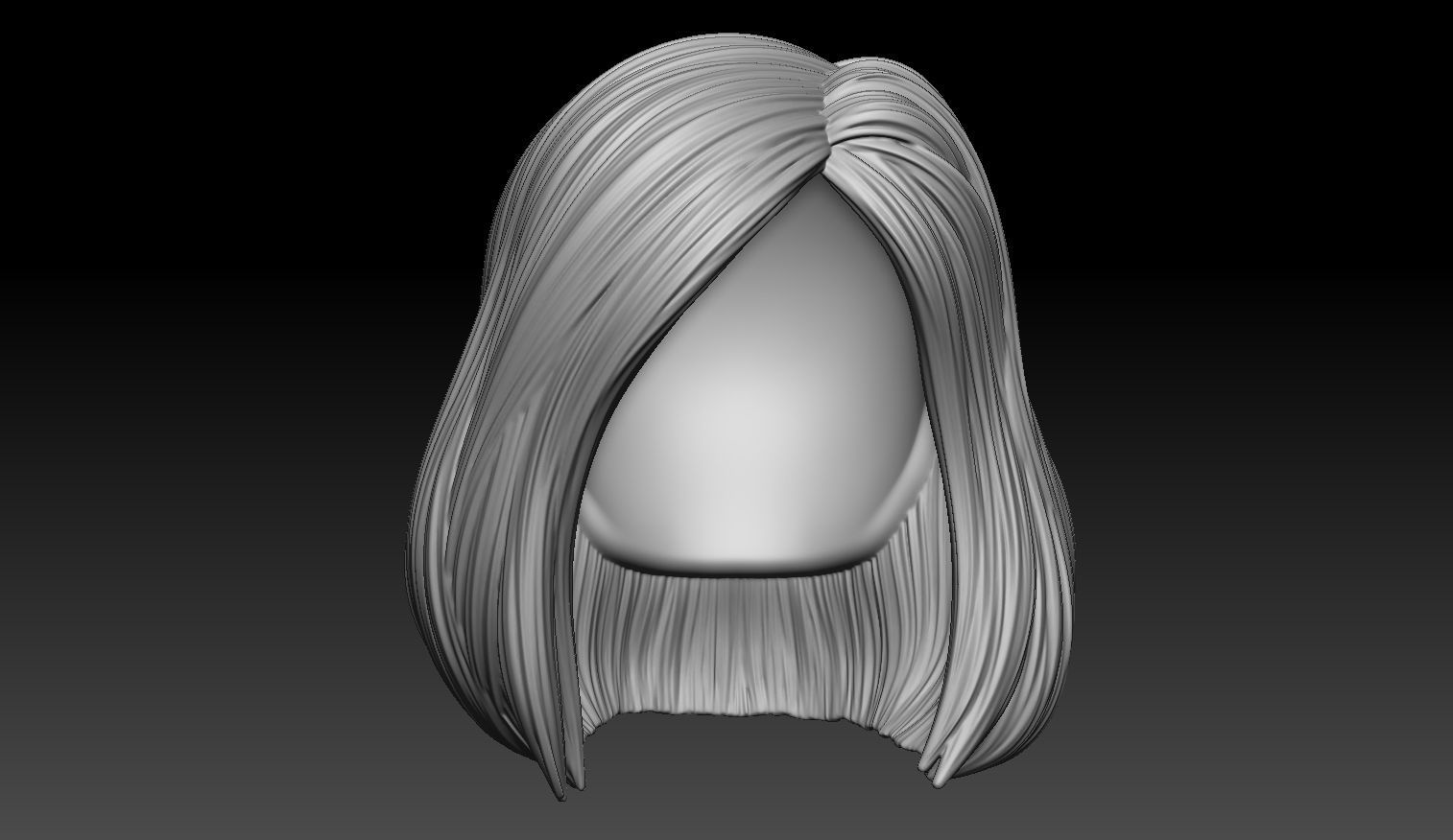 Female Hair Model A04 3D model_2