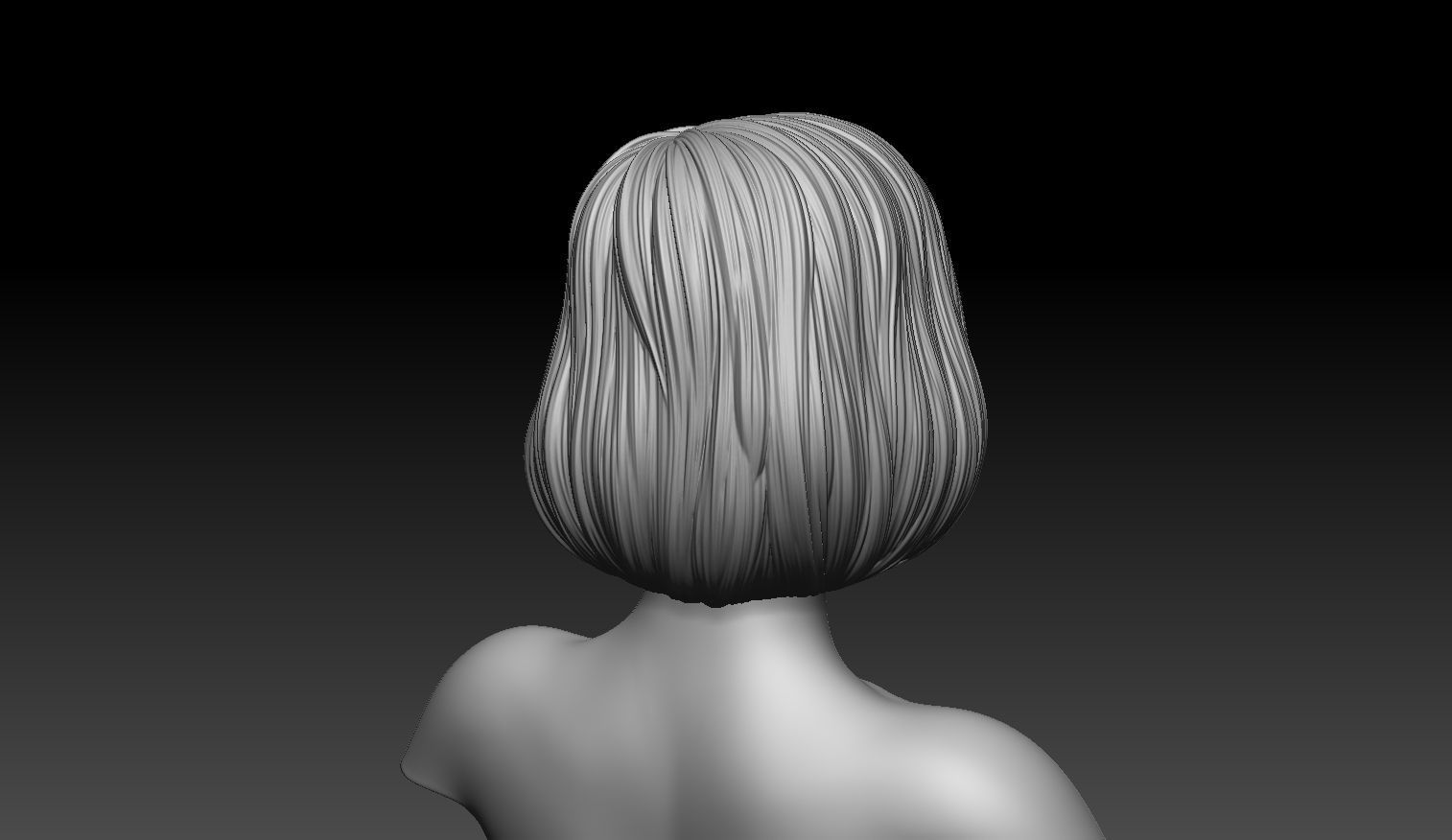 Female Hair Model A04 3D model_1