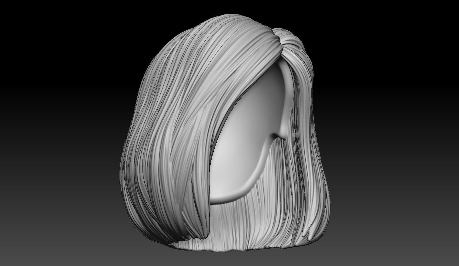 Female Hair Model A04 3D model_7