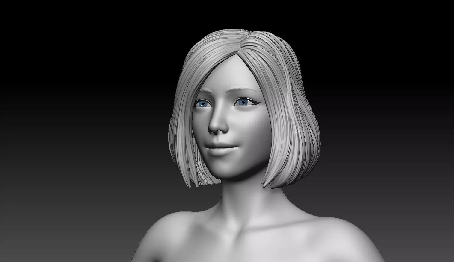 Female Hair Model A04 3D model_0