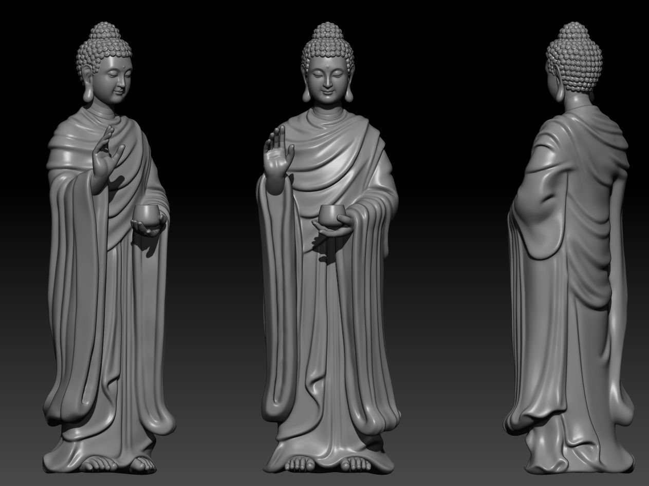 buddha 2 statue 3D model_1