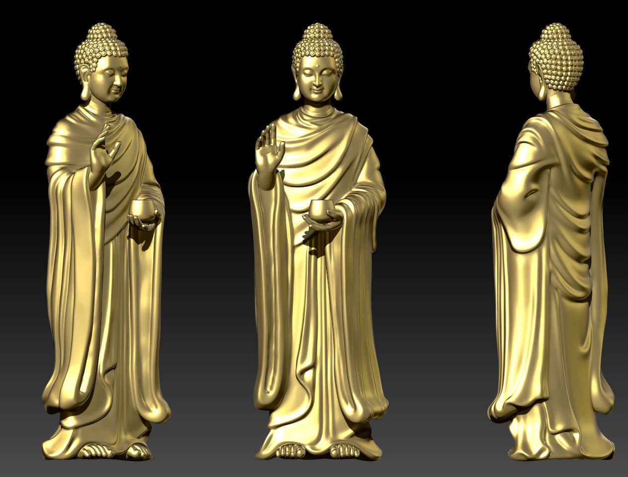 buddha 2 statue 3D model_3