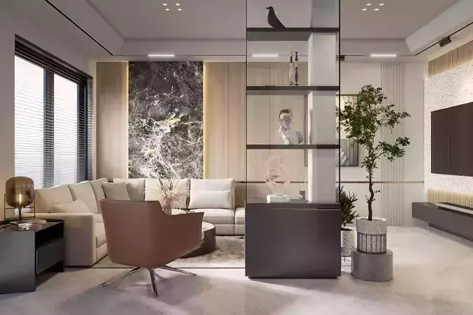 LIVING ROOM INTERIOR 01 FOR SKETCHUP WITH VRAY 5