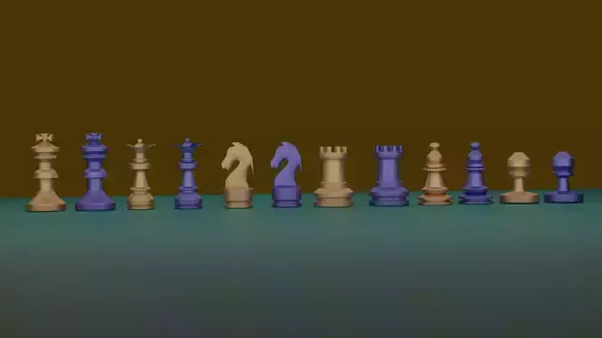 Chess Pieces Ceramic Wheat and Ceramic Blue