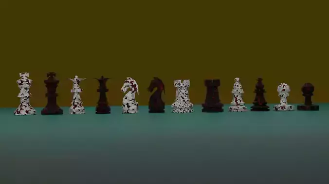 Chess White Rusted and Black Rusted Pieces